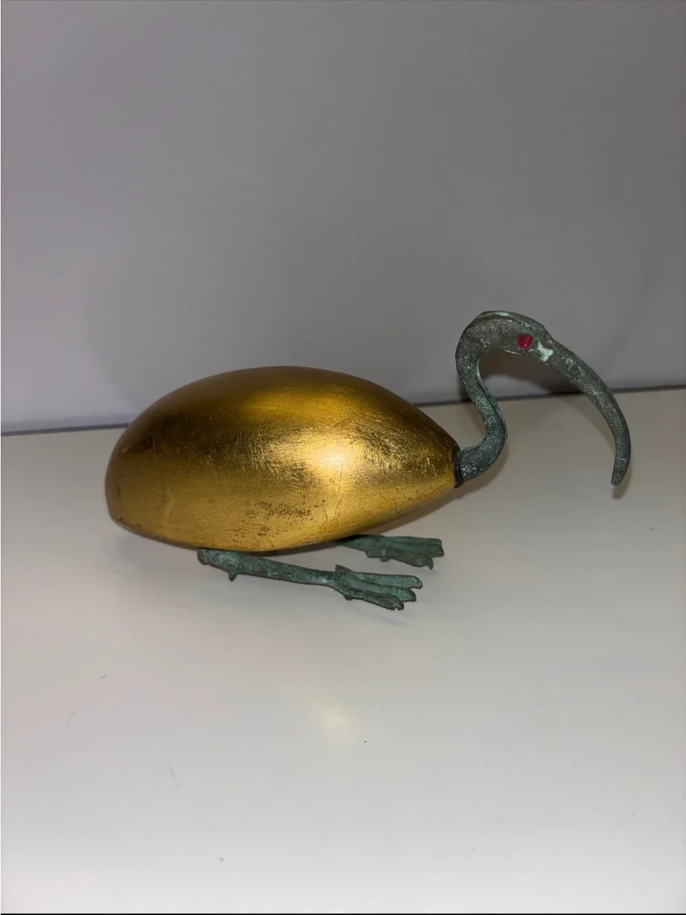 Copper  sacred ibis sculpture, a traditional symbol of the Egyptian god Thoth